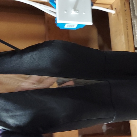 Davids bridal size 6 black gown with high neck and illusion cut out - Picture 4 of 9